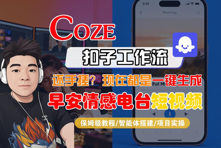 【Coze工作流搭建实操教程】【coze】早安情感电台日签视频还在手动做？用扣子工作流自动生成，省时90%-华夏圈
