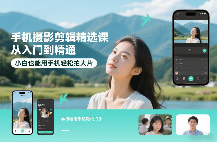 手机摄影剪辑精选课，从入门到精通，小白也能用手机轻松拍大片-华夏圈