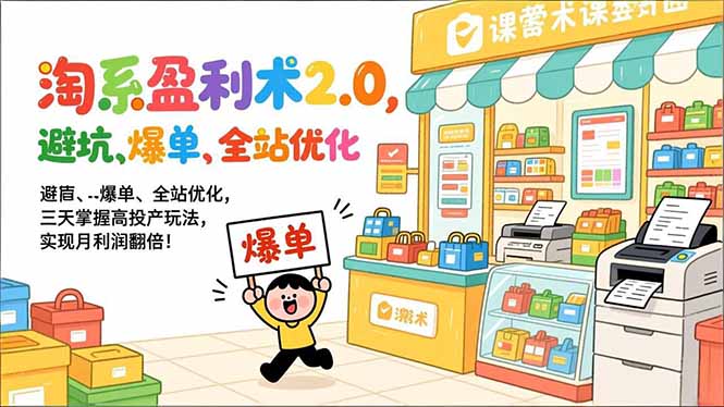淘系盈利术2.0，避坑、爆单、全站优化，三天掌握高投产玩法，实现月利润翻倍！-华夏圈