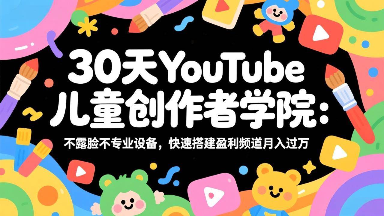 （17554期）30天YouTube儿童创作者学院：不露脸不专业设备，快速搭建盈利频道月入过万-华夏圈