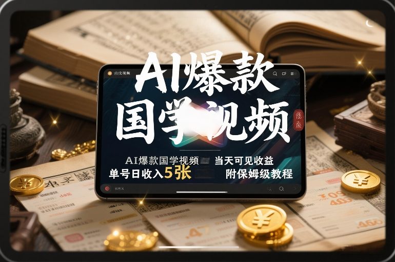 AI爆款国学视频，独家起号方法，小白直接上手，当天可见收益，单号日收入5张+附保姆级教程-华夏圈