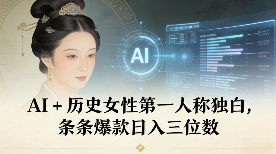 AI+历史女性第一人称独白，条条爆款日入三位数-华夏圈