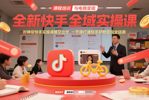 全新快手全域实操课，封神级快手实操课横空出世，一节课打通快手好物变现全链路-华夏圈