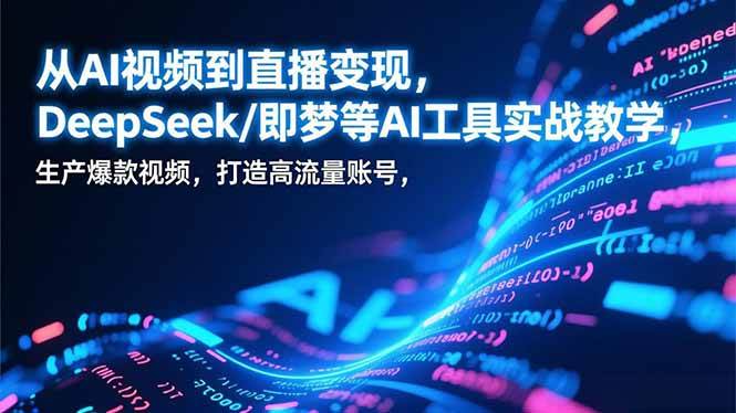 （17001期）从AI视频到直播变现，DeepSeek/即梦等AI工具实战教学，生产爆款视频，打造高流量账号-华夏圈