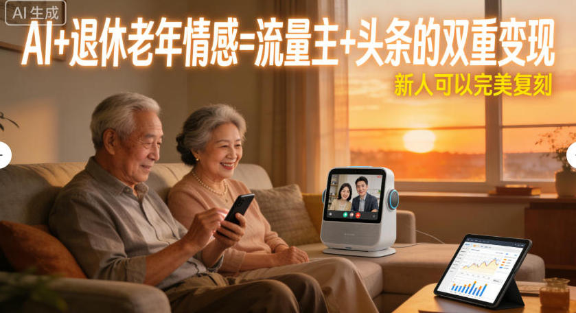 AI+退休老年情感=流量主+头条的双重变现，新人可以完美复刻-华夏圈