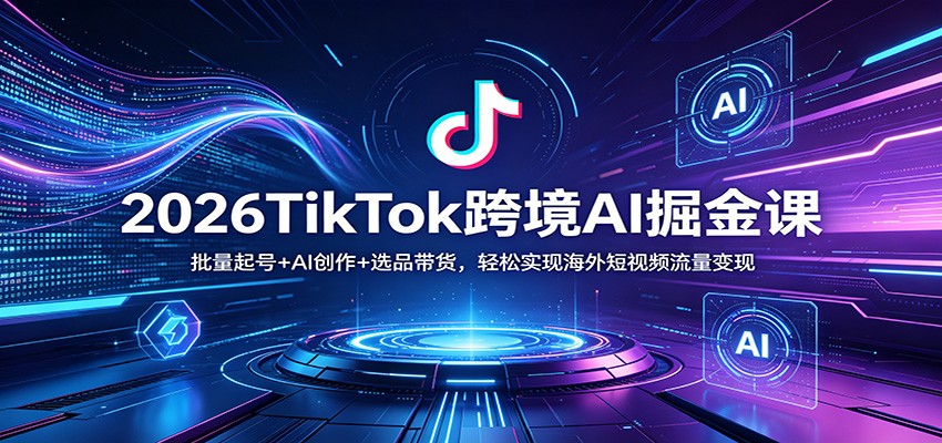 2026TikTok跨境AI掘金课：批量起号+AI创作+选品带货，轻松实现海外短视频流量变现-华夏圈
