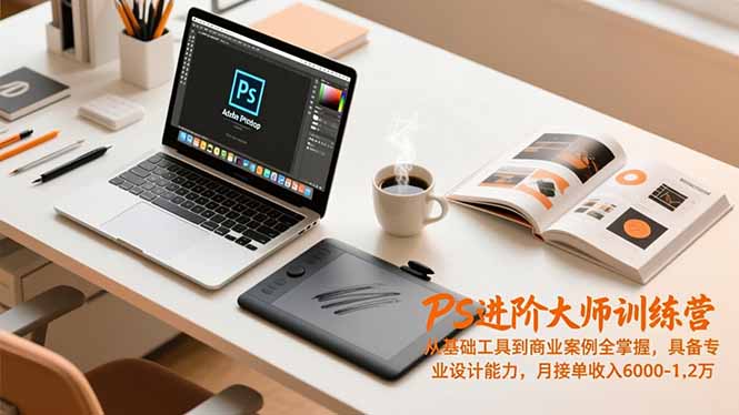PS进阶大师训练营，从基础工具到商业案例全掌握，具备专业设计能力，月接单收入6000-1.2万-华夏圈