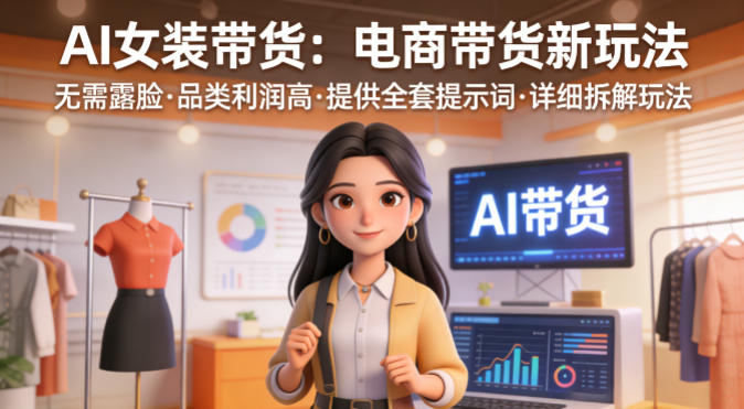 AI女装带货，电商带货新玩法，无需露脸，品类利润高，提供全套提示词，详细拆解玩法-华夏圈