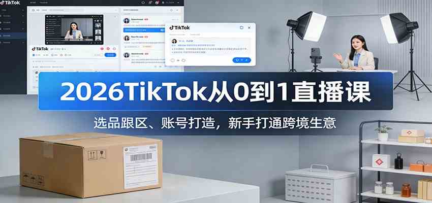 2026TikTok从0到1直播课：选品跟区、账号打造，新手打通跨境生意-华夏圈