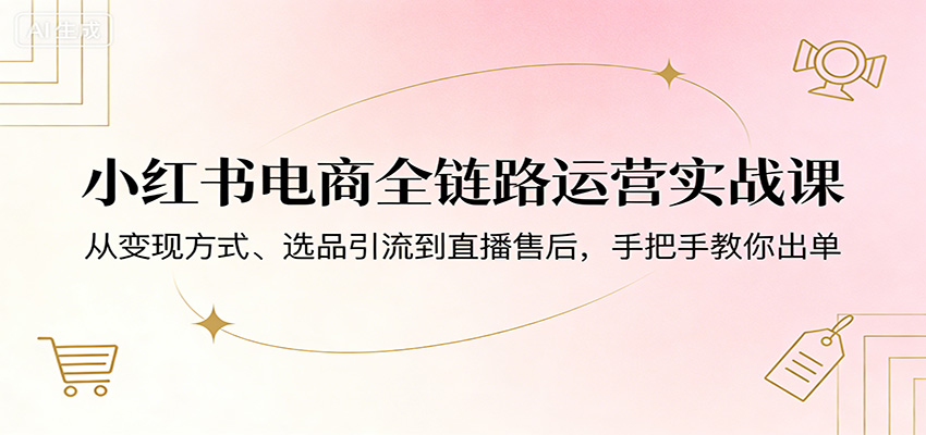 小红书电商全链路运营实战课：从变现方式、选品引流到直播售后，手把手教你出单-华夏圈