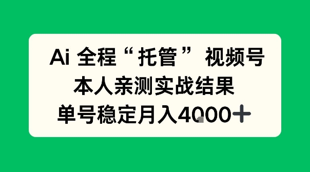 Ai自动托管视频号实战，本人亲测，单账号月入4k+【揭秘】-华夏圈