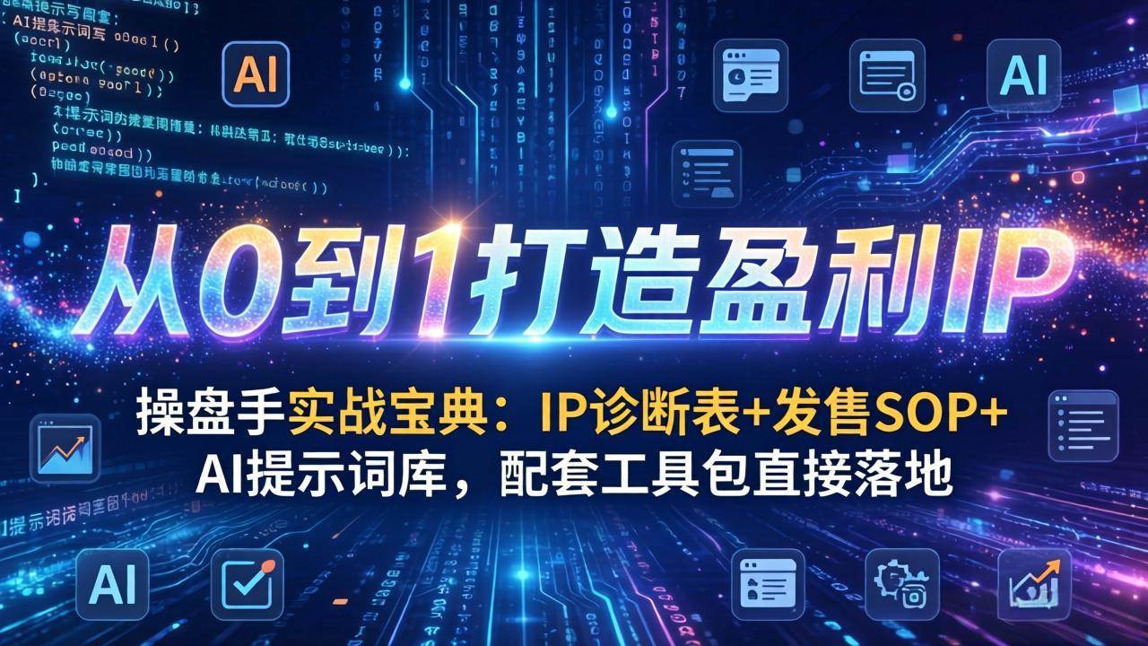 （17593期）操盘手实战宝典：IP诊断表+发售SOP+AI提示词库，配套工具包直接落地，从0到1打造盈利IP-华夏圈