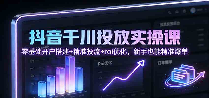 抖音千川投放实操课：零基础开户搭建+精准投流+roi优化，新手也能精准爆单-华夏圈