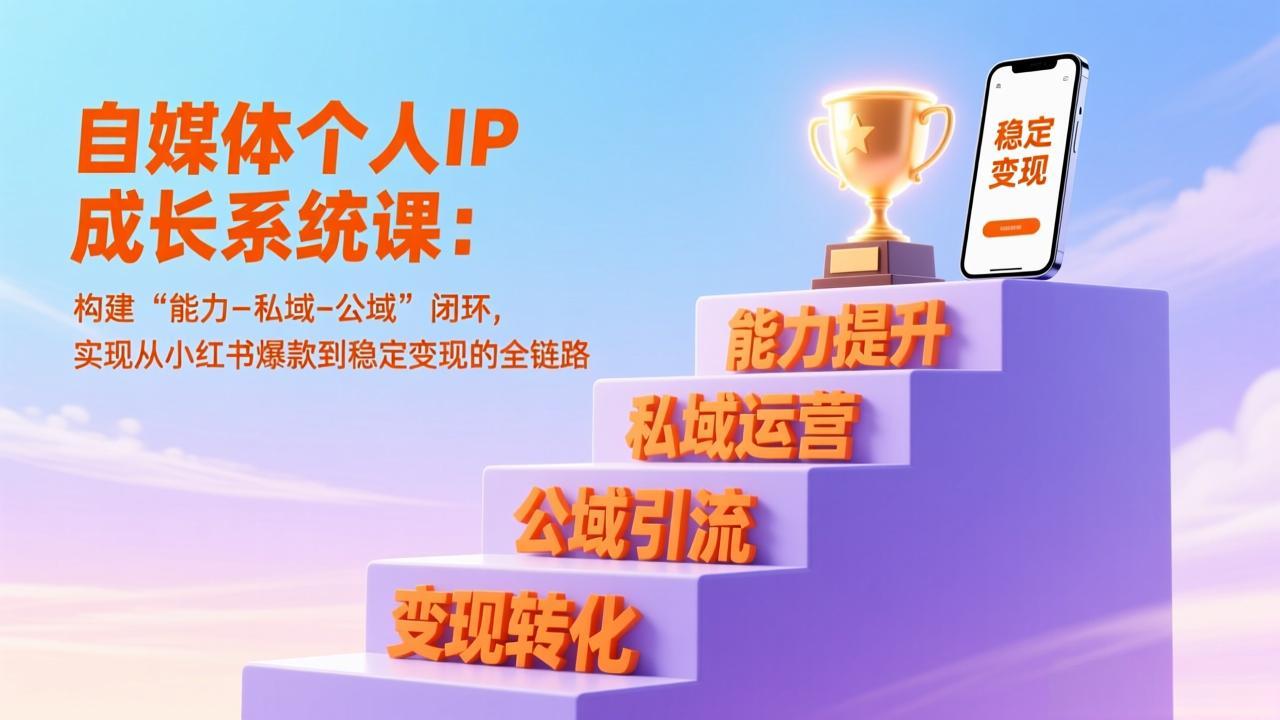 自媒体个人IP成长系统课：构建“能力-私域-公域”闭环，实现从小红书爆款到稳定变现的全链路-华夏圈