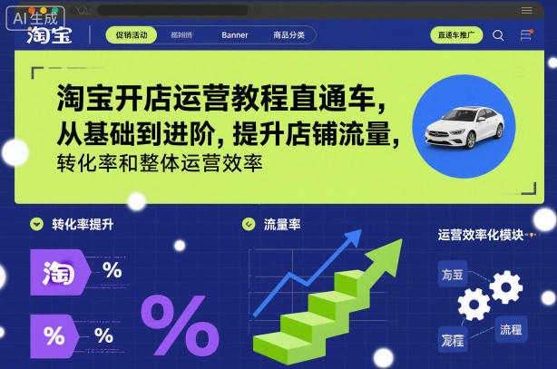 淘宝开店运营教程直通车，从基础到进阶，提升店铺流量，转化率和整体运营效率（更新26年4月10日）-华夏圈