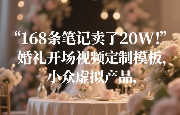 168条笔记卖了20W！婚礼开场视频定制模板，小众虚拟产品-华夏圈