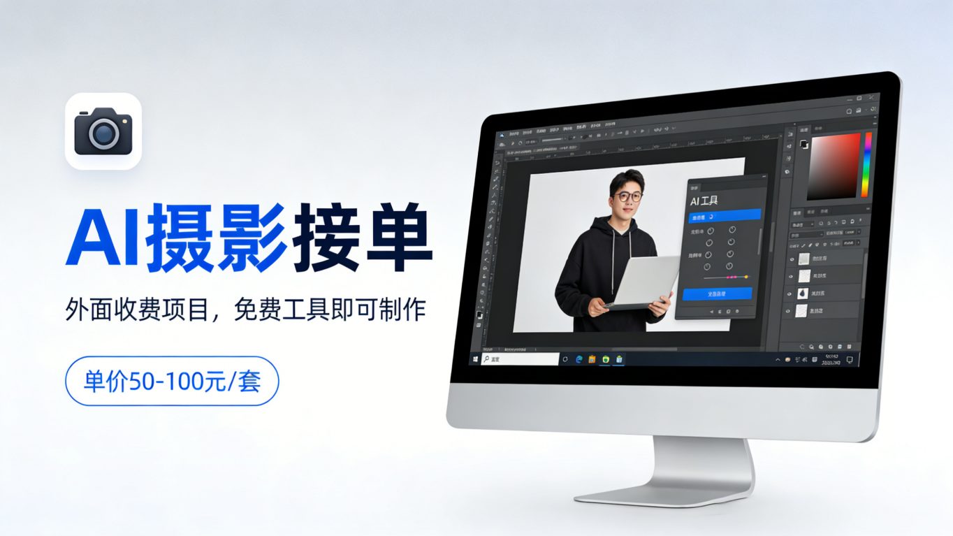 外面收费项目，AI摄影接单，免费工具就可以做，单价50-100一套-华夏圈