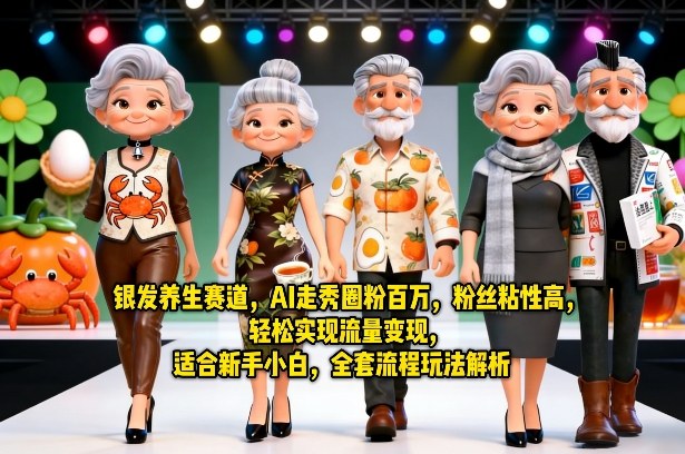 银发养生赛道，AI走秀圈粉百万，粉丝粘性高，轻松实现流量变现，适合新手小白，全套流程玩法解析-华夏圈