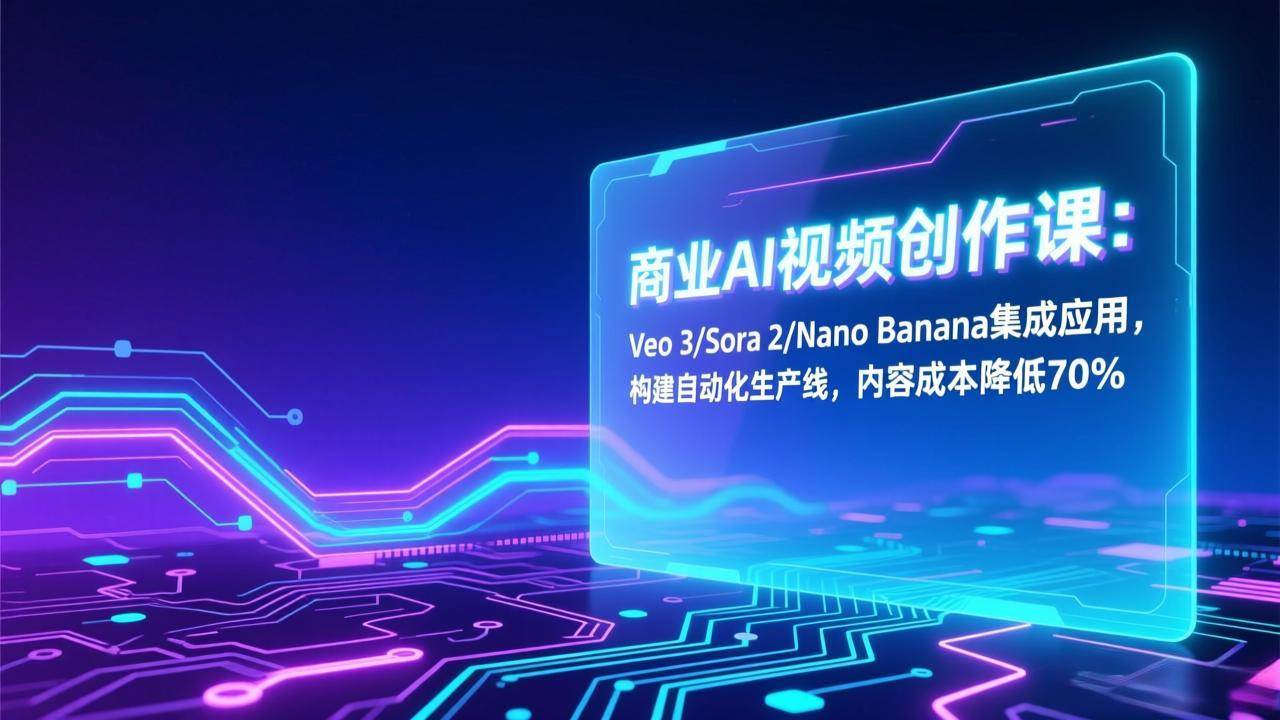 （17070期）商业AI视频创作课：Veo 3/Sora 2/Nano Banana集成应用，构建自动化生产线，内容成本降低70%-华夏圈