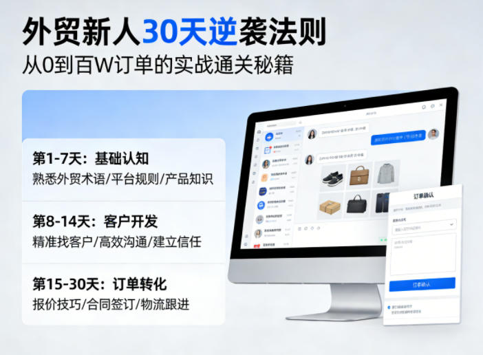 外贸新人30天逆袭法则，教你从0到百W订单的实战通关秘籍-华夏圈