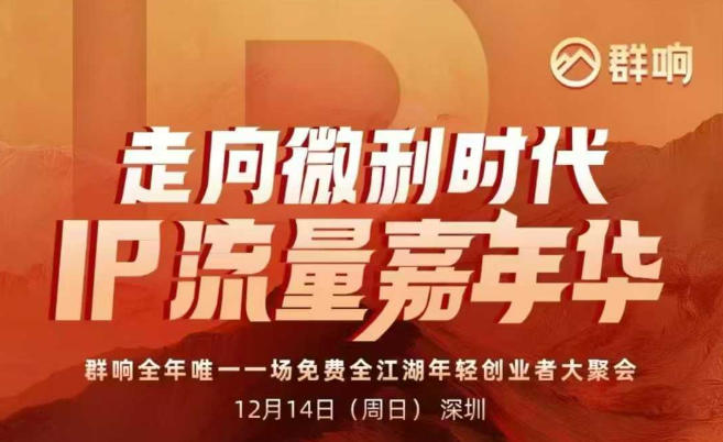2025ip嘉年华万人12月14深圳线下课，走向微利时代，IP流量嘉年华，实操性极强的商业干货课-华夏圈