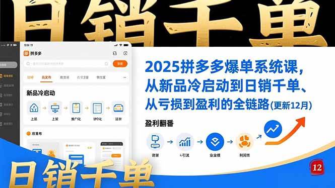 （16894期）2025拼多多爆单系统课，从新品冷启动到日销千单、从亏损到盈利的全链路（更新12月）-华夏圈