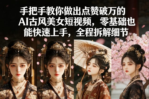 手把手教你做出点赞破万的AI古风美女短视频，零基础也能快速上手，全程拆解细节-华夏圈