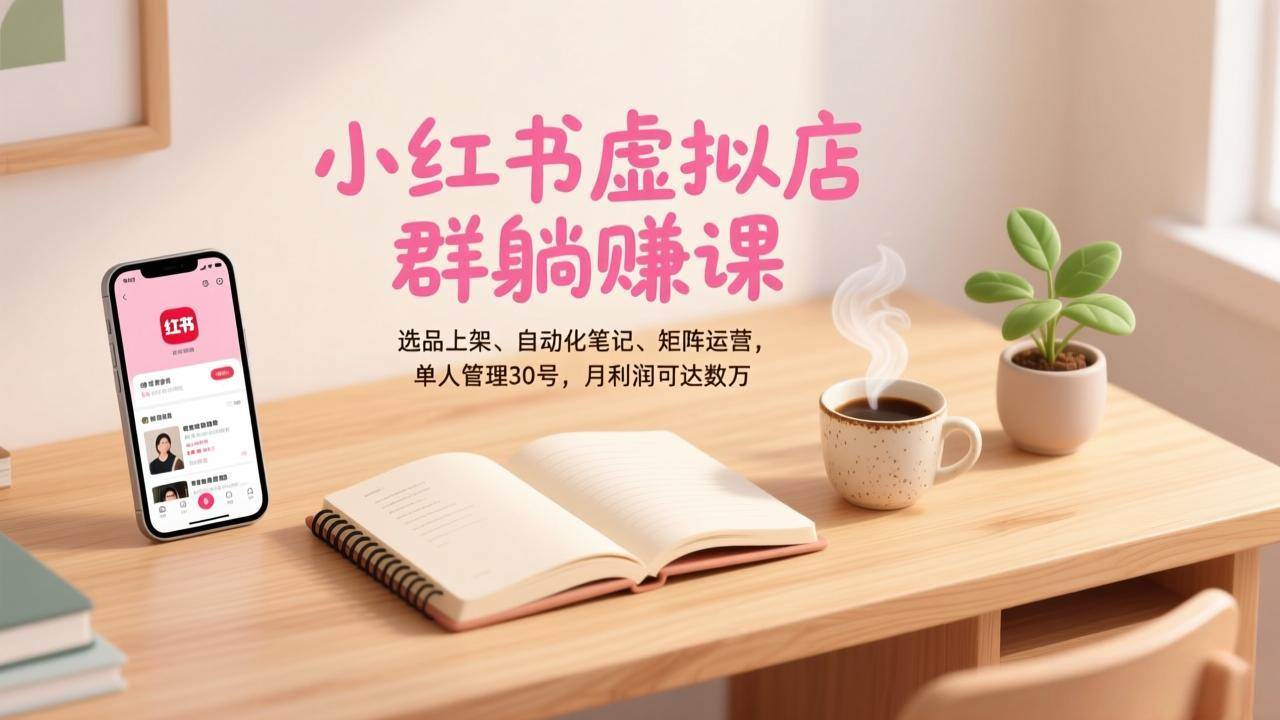 （17072期）小红书虚拟店群躺赚课，选品上架、自动化笔记、矩阵运营，单人管理30号，月利润可达数万-华夏圈