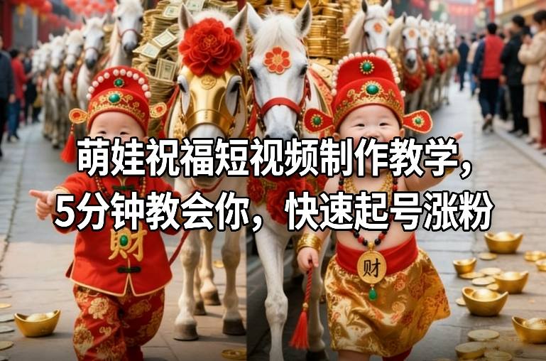 萌娃祝福短视频制作教学，5分钟教会你，快速起号涨粉-华夏圈