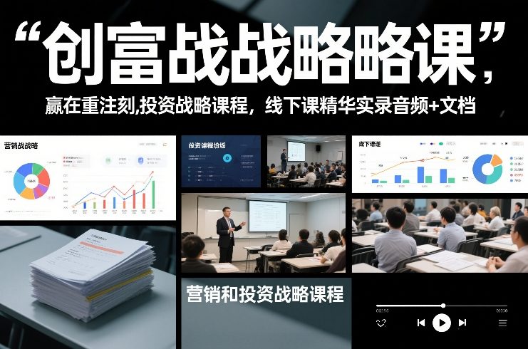 创富战略课，赢在重注时刻，营销和投资战略课程，线下课精华实录音频+文档-华夏圈
