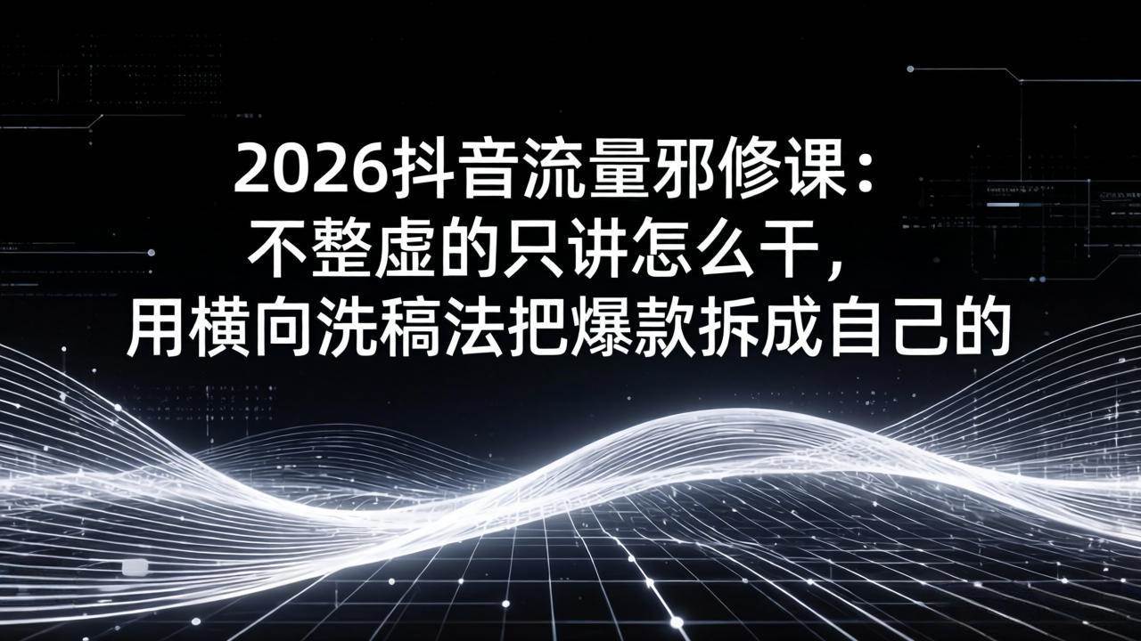 （17725期）2026抖音流量邪修课：不整虚的只讲怎么干，用横向洗稿法把爆款拆成自己的-华夏圈