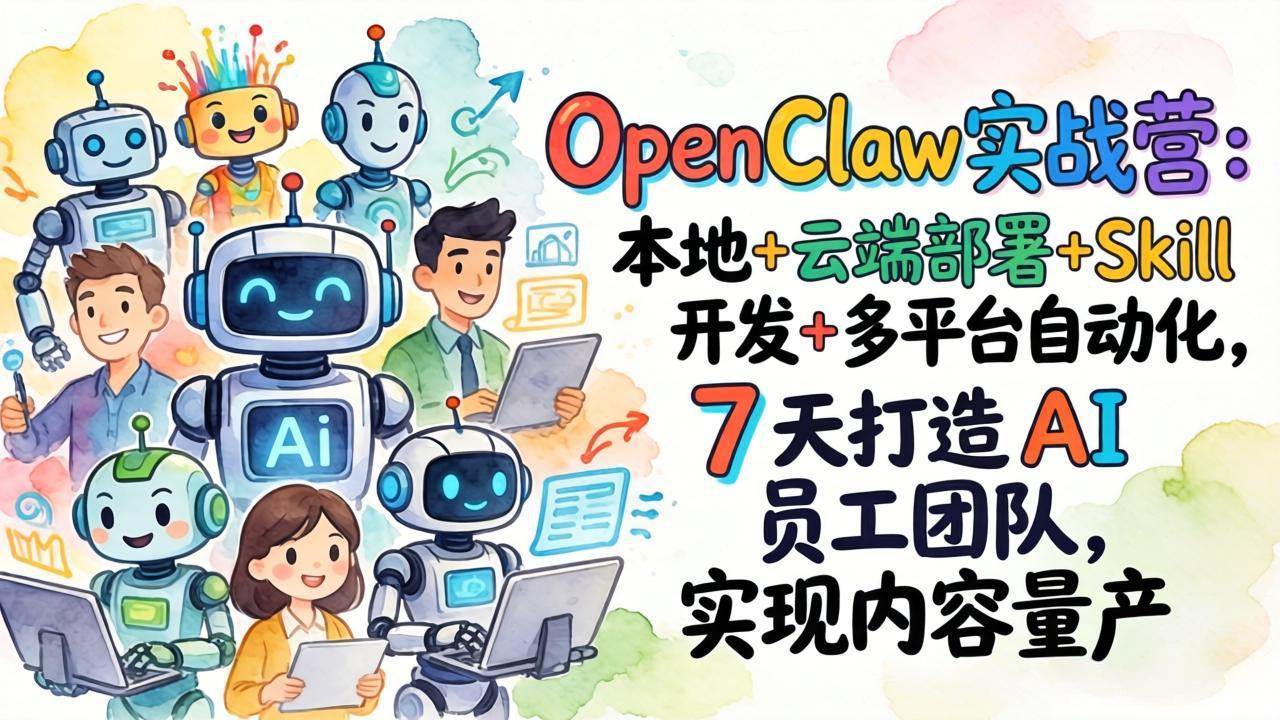 （17673期）OpenClaw实战营-更新：本地+云端部署+Skill开发+多平台自动化，7天打造AI员工团队+实现内容量产-华夏圈