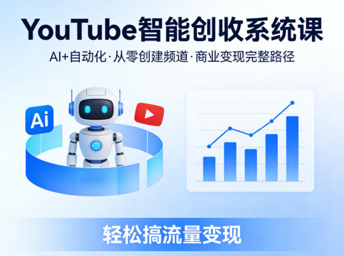 YouTube智能创收系统课，AI+自动化，从零创建YouTube频道并实现商业变现的完整路径，轻松搞流量变现-华夏圈