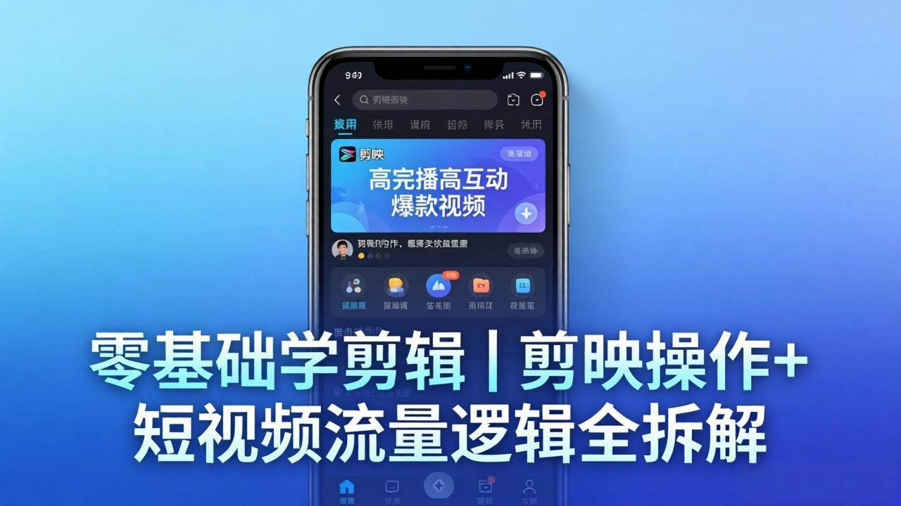 （18117期） 【零基础学剪辑】剪映操作+短视频流量逻辑全拆解｜手把手教你剪出高完播高互动爆款视频-华夏圈