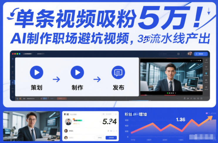 单条视频吸粉5W！AI制作职场避坑视频，3步流水线产出-华夏圈