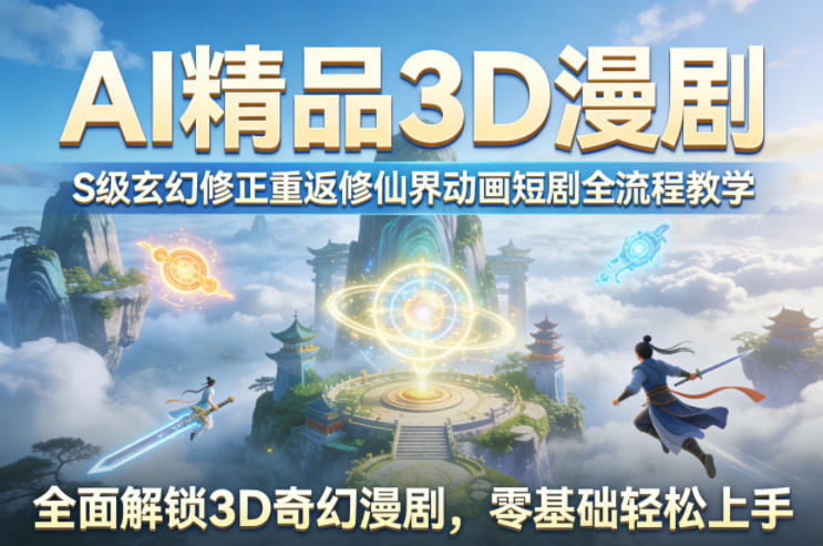 AI精品3D漫剧S级玄幻修正重返修仙界动画短剧全流程教学，全面解锁3D奇幻漫剧，零基础轻松上手-华夏圈