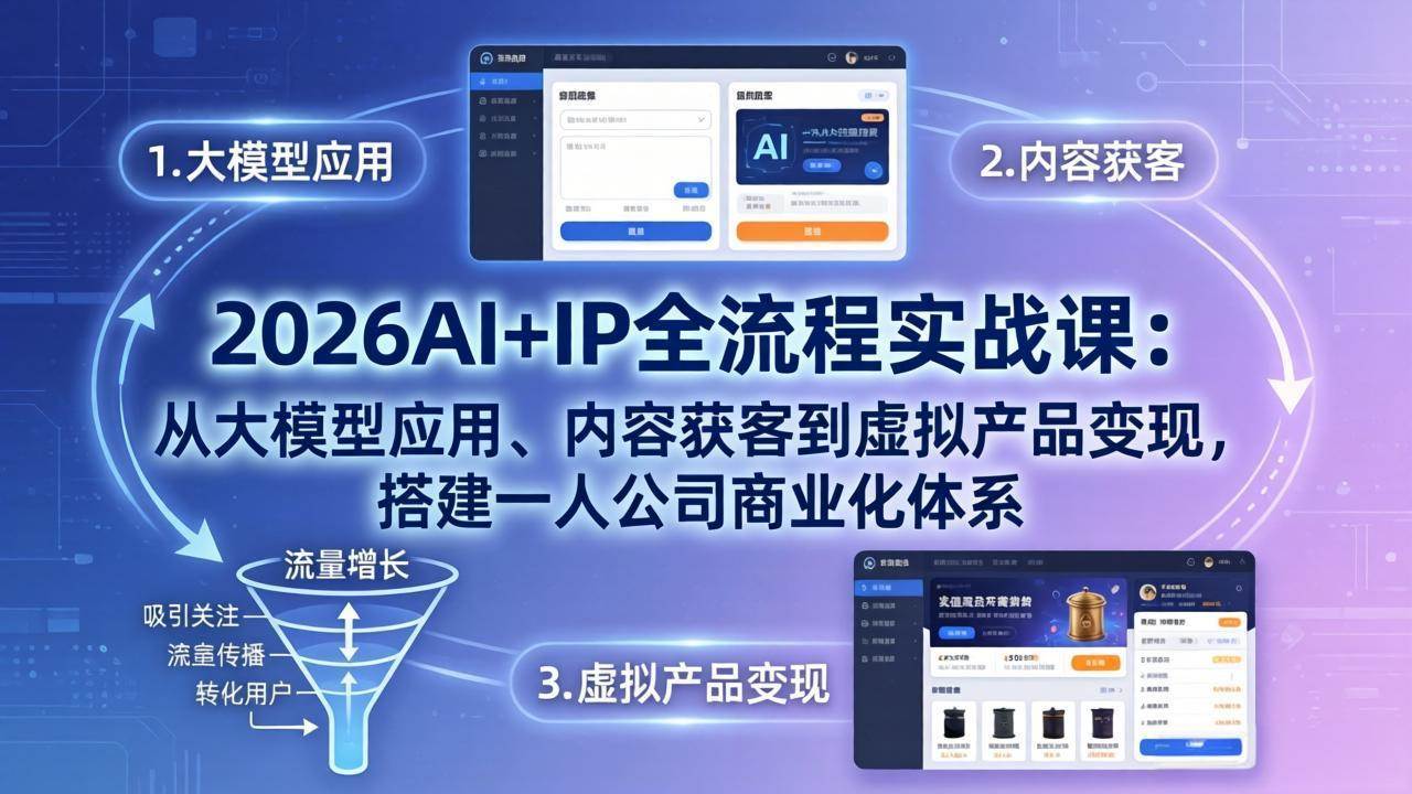 （17863期）2026AI+IP全流程实战课：从大模型应用、内容获客到虚拟产品变现，搭建一人公司商业化体系-华夏圈