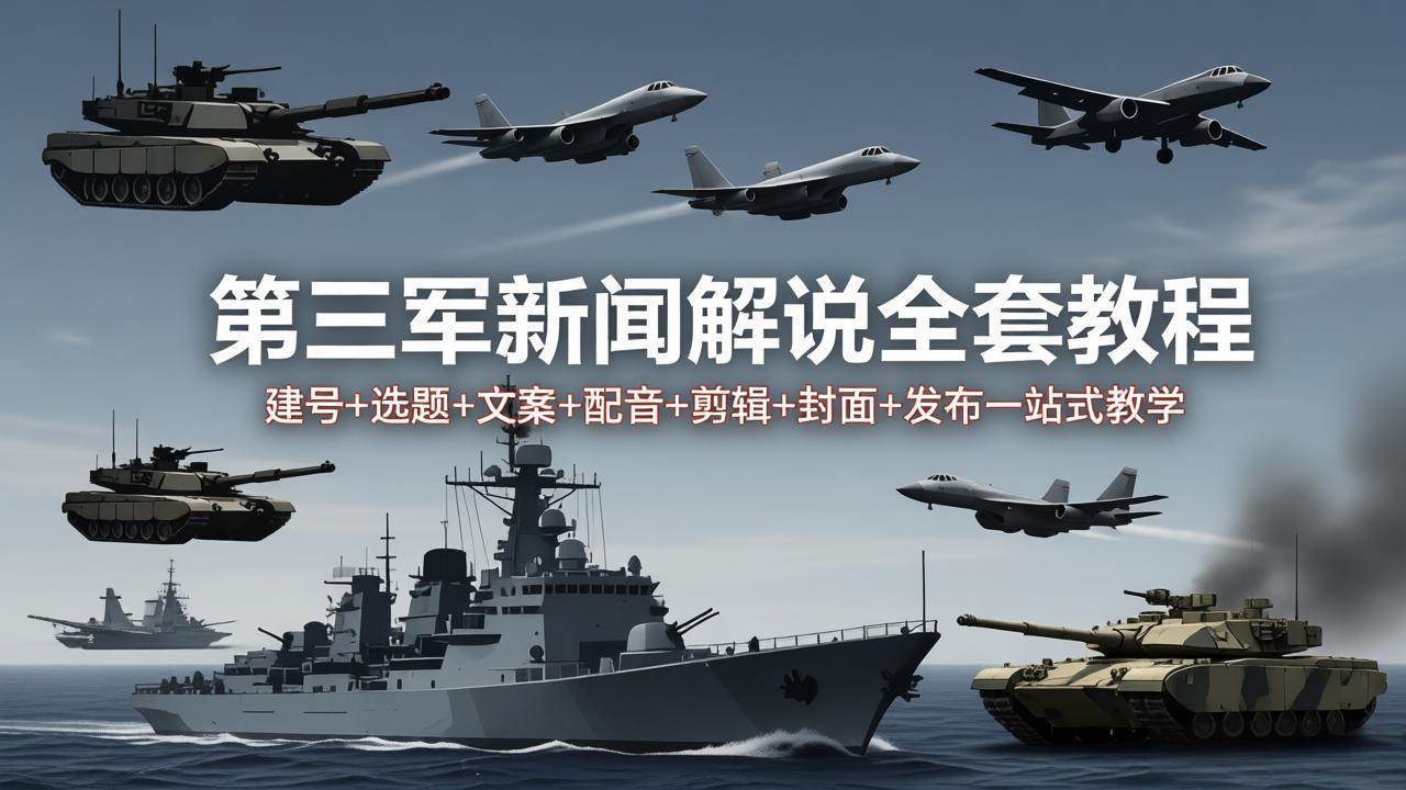 （18081期）第三军迷新闻解说全套教程：建号+选题+文案+配音+剪辑+封面+发布一站式教学-华夏圈