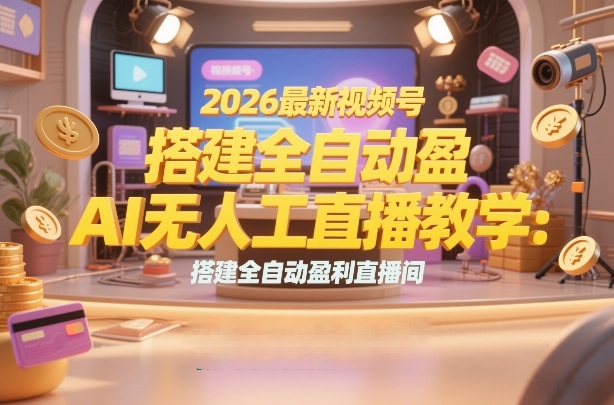 2026最新视频号AI无人直播教学：搭建全自动盈利直播间，低成本开启副业变现-华夏圈