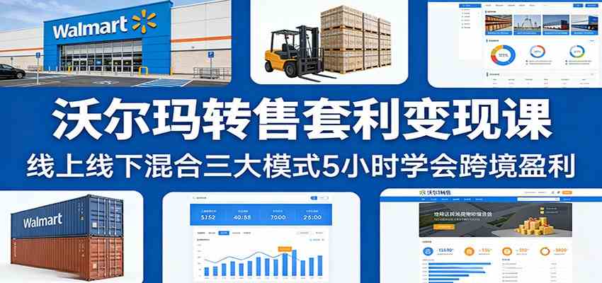 沃尔玛转售套利变现课：线上线下混合三大模式5小时学会跨境盈利-华夏圈