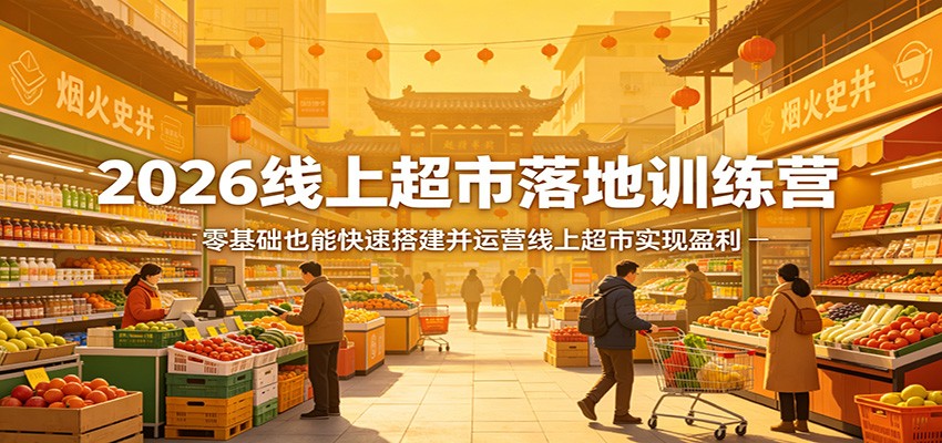 2026线上超市落地训练营，零基础也能快速搭建并运营线上超市实现盈利-华夏圈