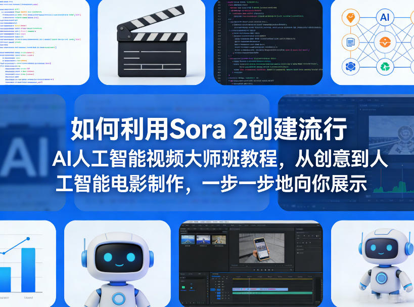 如何利用Sora 2创建流行AI人工智能视频大师班教程，从创意到人工智能电影制作，一步一步地向你展示-华夏圈