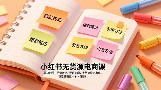 （17018期）小红书无货源电商课，开店选品、笔记搬运、运营变现，零基础快速出单，稳定日销数十单（更新）-华夏圈