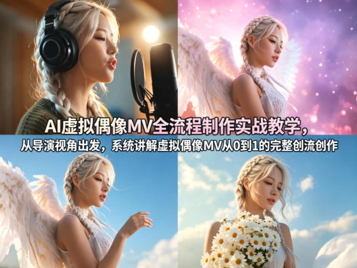 AI虚拟偶像MV全流程制作实战教学，从导演视角出发，系统讲解虚拟偶像MV从0到1的完整创作流程-华夏圈