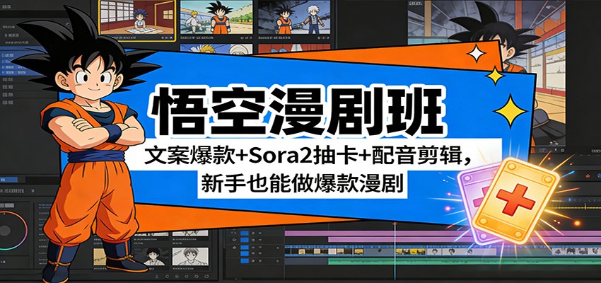 悟空漫剧班：文案爆款+Sora2抽卡+配音剪辑，新手也能做爆款漫剧-华夏圈