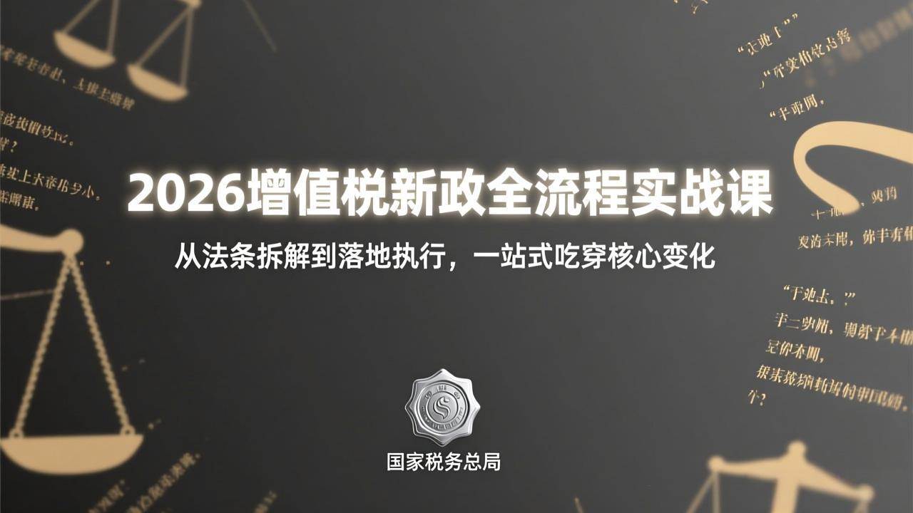 （17529期）2026增值税新政全流程实战课：从法条拆解到落地执行，一站式吃透核心变化-华夏圈