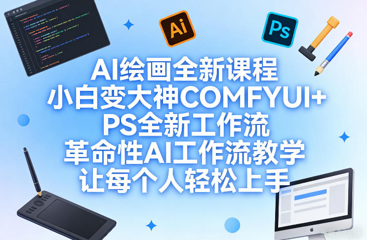AI绘画全新课程，小白变大神COMFYUI+PS全新工作流，革命性AI工作流教学，让每个人轻松上手-华夏圈