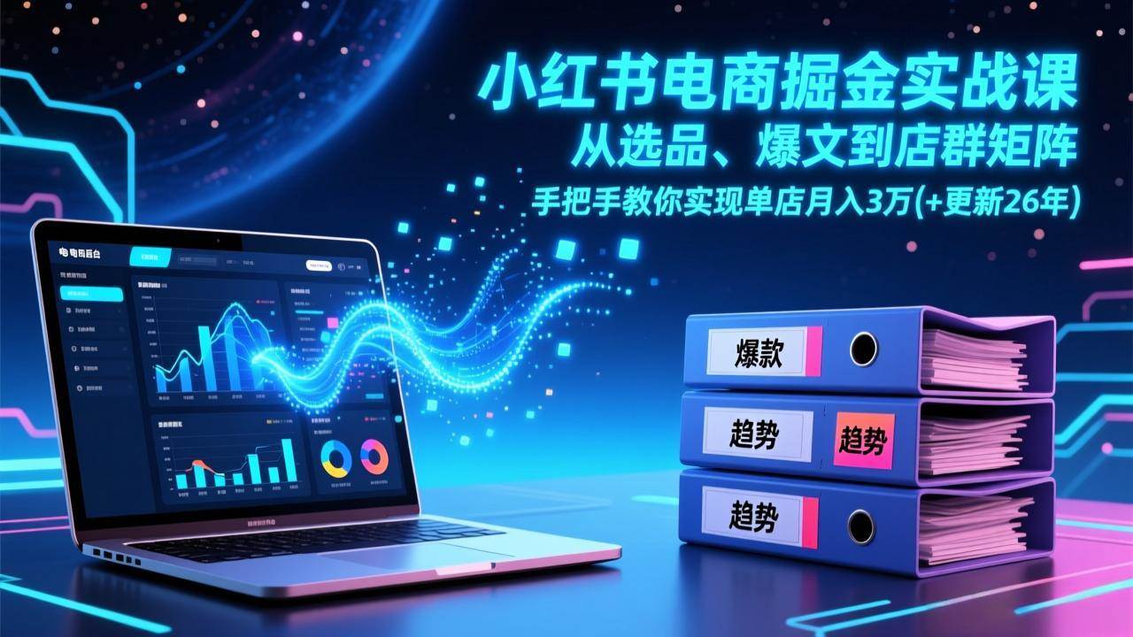 （17290期）小红书电商掘金实战课，从选品、爆文到店群矩阵，手把手教你实现单店月入3万+(更新26年)-华夏圈