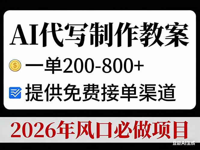 （17096期）AI代写制作教案，一单200-800+，提供免费接单渠道，2026年风口必做项目-华夏圈