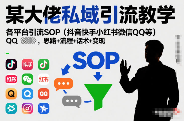 某大佬私域引流教学，各平台引流SOP（抖音快手小红书微信QQ等），思路+流程+话术+变现-华夏圈